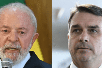 Flávio Bolsonaro e Lula em pesquisa eleitoral para 2026