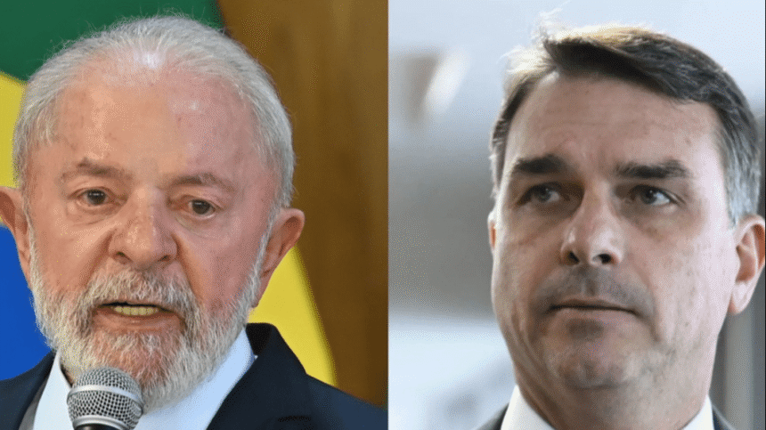 Flávio Bolsonaro e Lula em pesquisa eleitoral para 2026