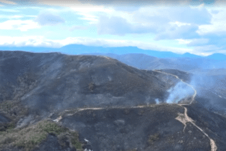 Incêndio florestal no norte da Colômbia
