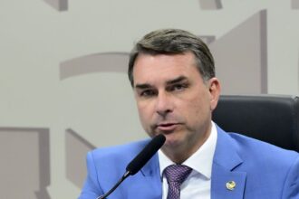 O senador e pré-candidato à Presidência da República pelo PL, Flávio Bolsonaro