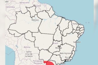 Nuvens associadas a tempestades severas no Sul do Brasil