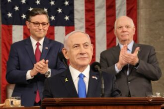 Benjamin Netanyahu durante discurso no Congresso dos Estados Unidos