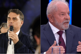 Senador Flávio Bolsonaro e o presidente Lula