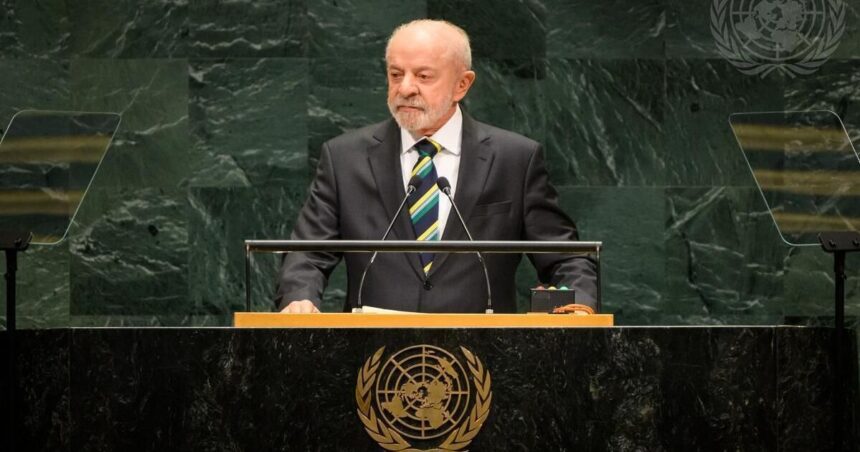 Presidente Luiz Inácio Lula da Silva durante discurso na ONU