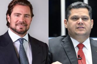 Daniel Vorcaro e o presidente do Senado, Davi Alcolumbre