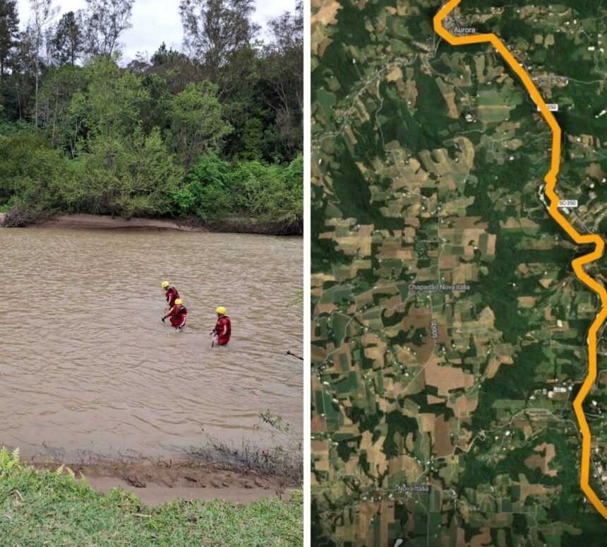 Bombeiros fazem buscas no rio Itajaí do Sul em Ituporanga