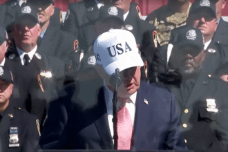 Donald Trump durante homenagem a heróis do 11 de Setembro