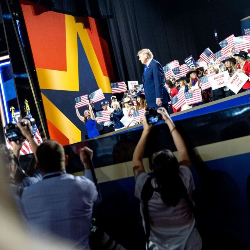 Donald Trump durante convenção republicana nos Estados Unidos