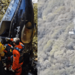 Equipes de resgate em operação na região de mata em Santa Catarina