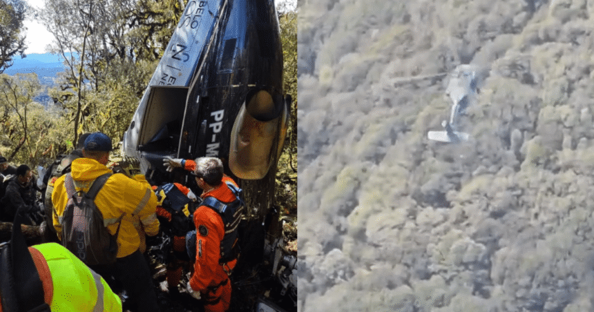 Equipes de resgate em operação na região de mata em Santa Catarina