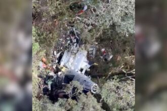 Destroços da aeronave em SC