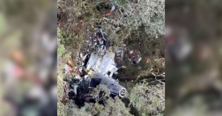 Destroços da aeronave em SC