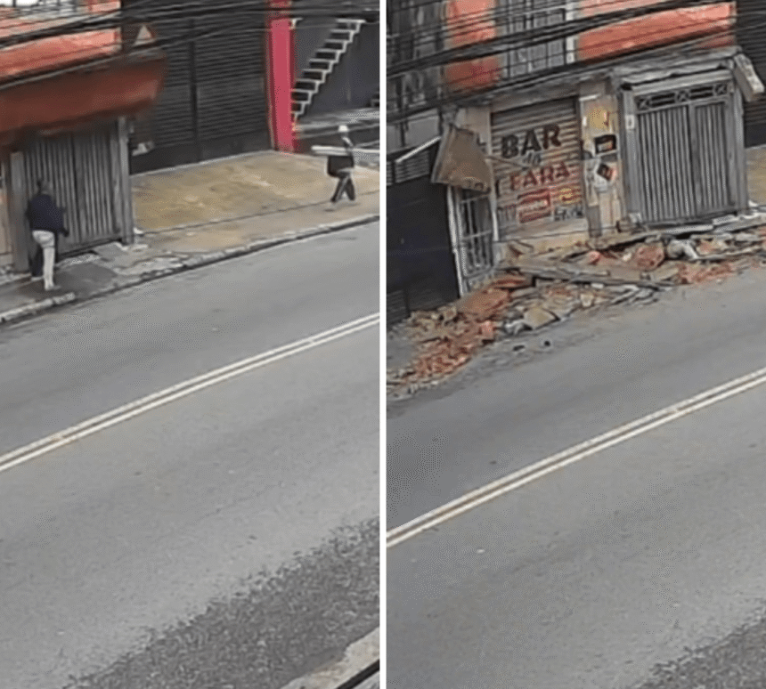 Local de desabamento de marquise no Jardim Soares, em São Paulo