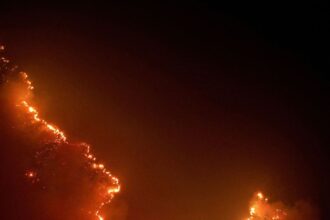 Área de vegetação sob risco de incêndio florestal