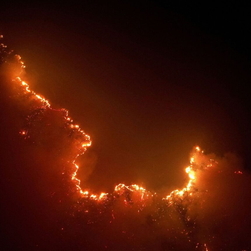 Área de vegetação sob risco de incêndio florestal