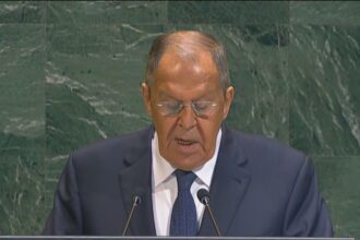 Ministro das Relações Exteriores da Rússia, Sergei Lavrov, discursa na Assembleia Geral da ONU