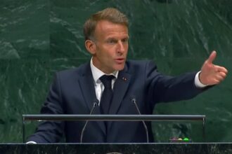 Emmanuel Macron discursando na Assembleia Geral da ONU
