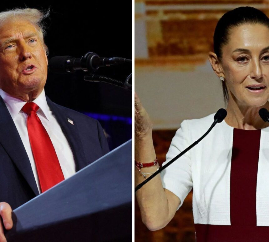 Presidente dos EUA, Donald Trump e a presidente do México, Claudia Sheinbaum