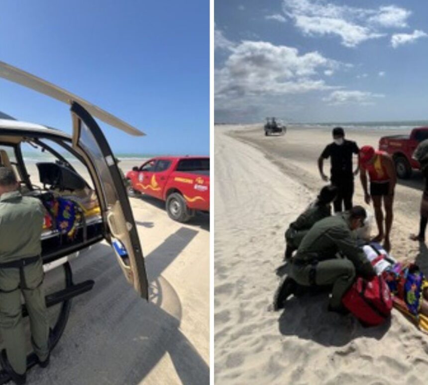 Resgate aéreo de turista após acidente com quadriciclo em Jericoacoara