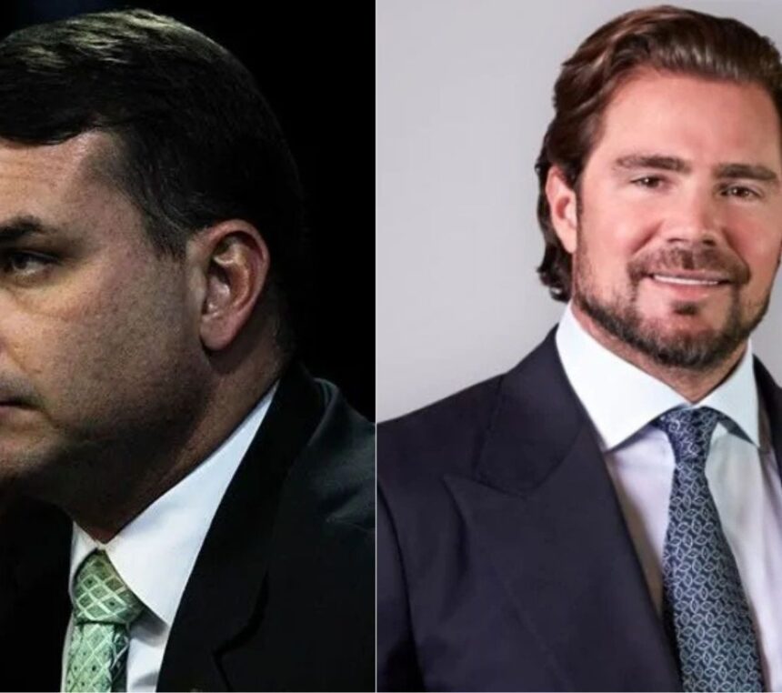 O senador Flávio Bolsonaro (PL-RJ) e o ex-banqueiro Daniel Vorcaro
