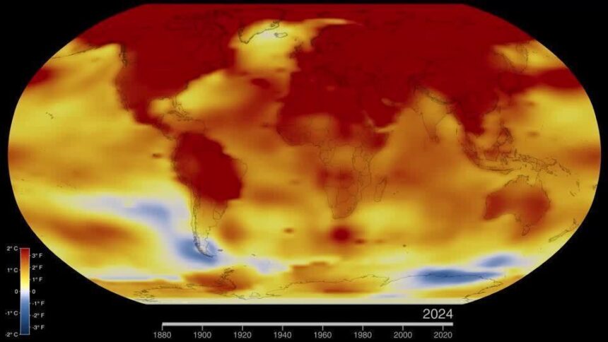 Animação demonstra aquecimento global.