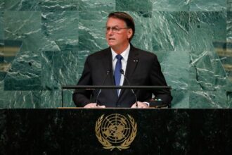 Presidente Jair Bolsonaro (PL) durante discurso na Assembleia-Geral da ONU