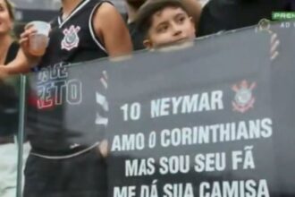 Criança ganhou camisa de Neymar em clássico entre Corinthians x Santos