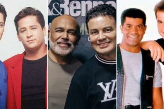 Microfone e instrumentos musicais representando o cenário da música sertaneja.