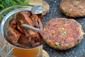 Hambúrguer preparado com sardinha