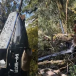 Imagens mostram operação após queda de helicóptero que levava Rick e Bruno