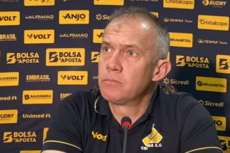Treinador Eduardo Baptista durante partida de futebol