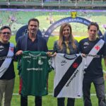 Leila Pereira, presidente do Palmeiras, ao lado de Marcos Lamacchia, possível investidor da SAF do Vasco