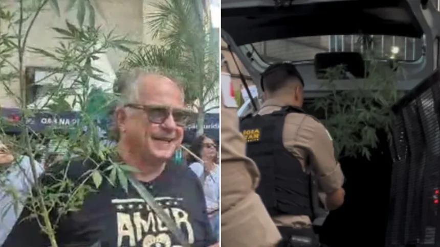 Candidato leva pé de maconha ao Centro de BH e arruma problema com a PM
