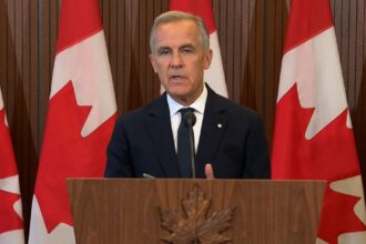 Primeiro-ministro do Canadá, Mark Carney, em evento oficial.