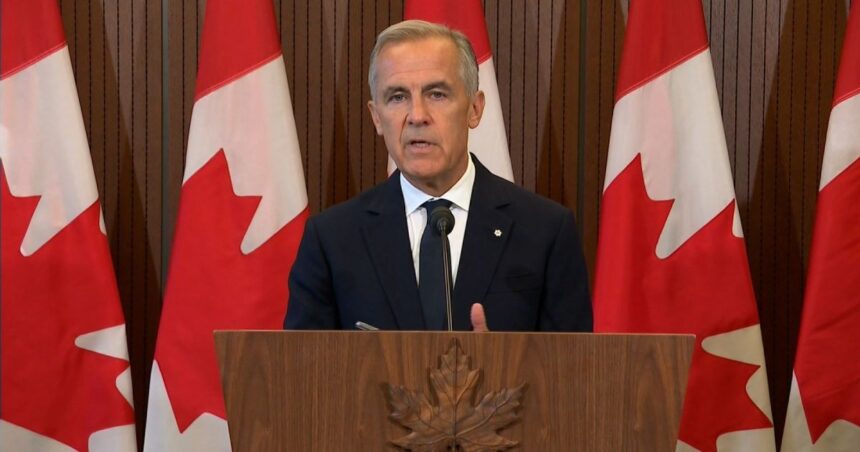 Primeiro-ministro do Canadá, Mark Carney, em evento oficial.