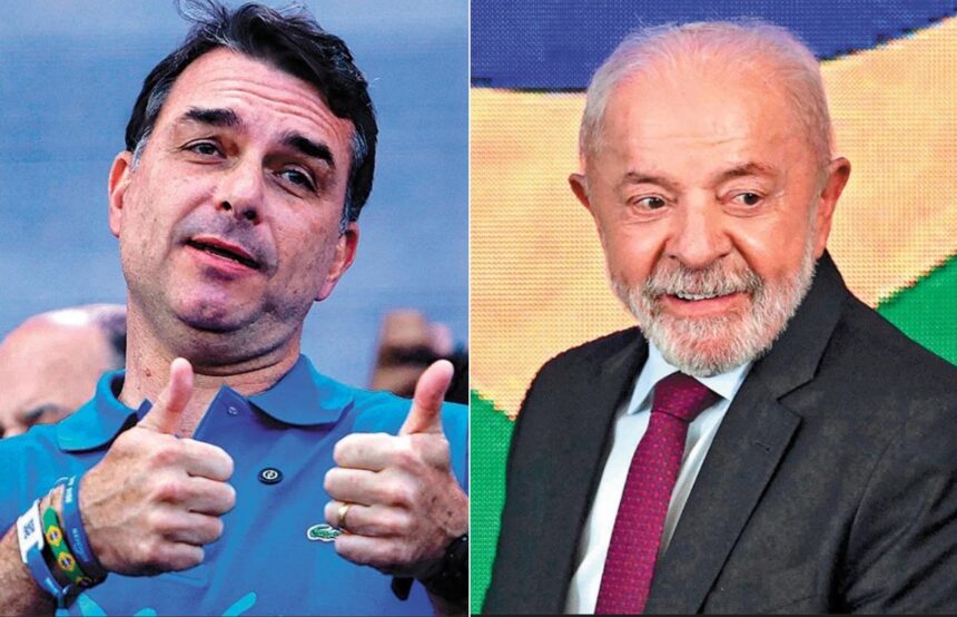 Senador Flávio Bolsonaro (PL) e o presidente Lula (PT)
