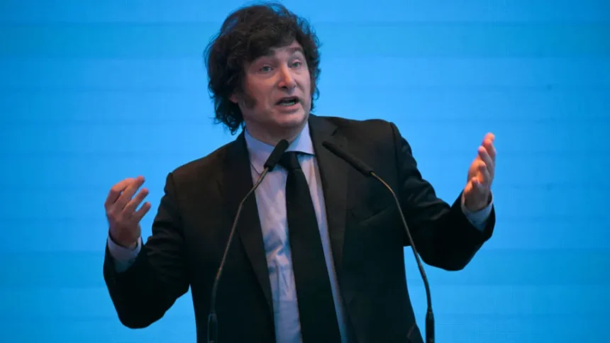 Presidente da Argentina Javier Milei em evento oficial.