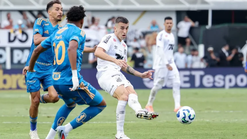 Jogadores do Santos em partida pelo Brasileirão