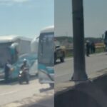 Viaduto e tráfego na Linha Vermelha no Rio de Janeiro