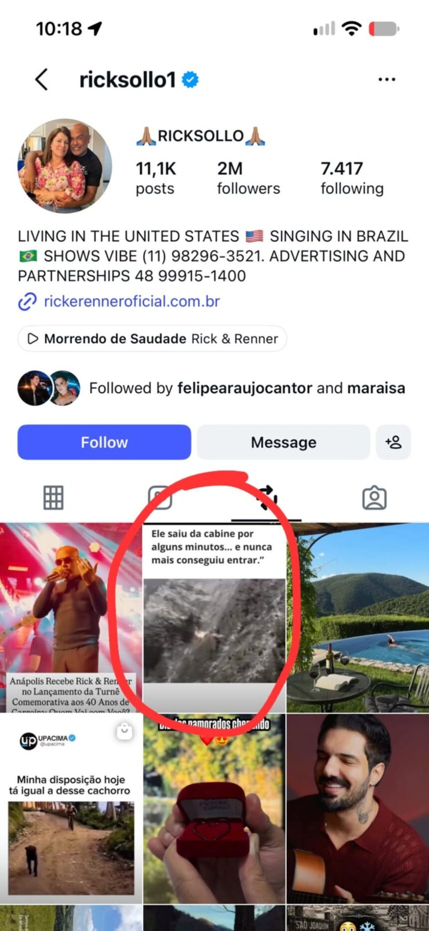 Rick repostou vídeo sobre acidente aéreo antes de queda de helicóptero