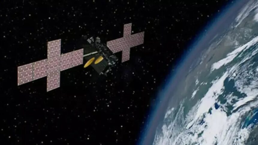 Ilustração conceitual de satélite em órbita da Terra