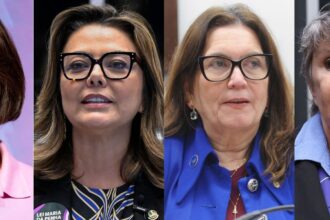 Michelle Bolsonaro (PL), Leila Barros (PDT), Bia Kicis (PL) e Erika Kokay (PT)