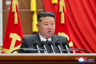 O líder norte-coreano Kim Jong-un, em Pyongyang, Coreia do Norte