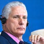 O presidente de Cuba, Miguel Díaz-Canel, durante pronunciamento oficial.