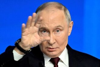 Presidente da Rússia, Vladimir Putin, durante entrevista coletiva em Moscou