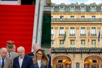 Lula e Janja no hotel Intercontinental Le Grand em Paris em 2025