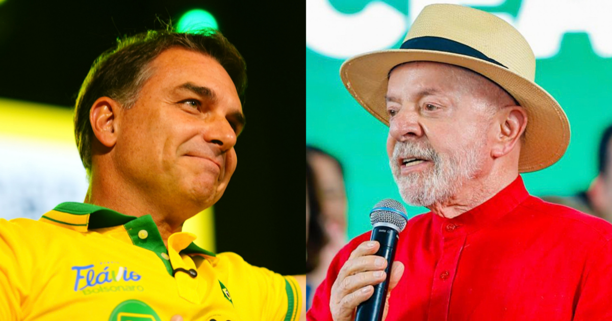 Senador Flávio Bolsonaro e o presidente Luiz Inácio Lula da Silva