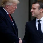 Bandeiras dos Estados Unidos e da França em evento oficial