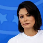 Michelle Bolsonaro em evento público durante a campanha eleitoral