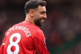 O meia Bruno Fernandes em partida pela seleção portuguesa